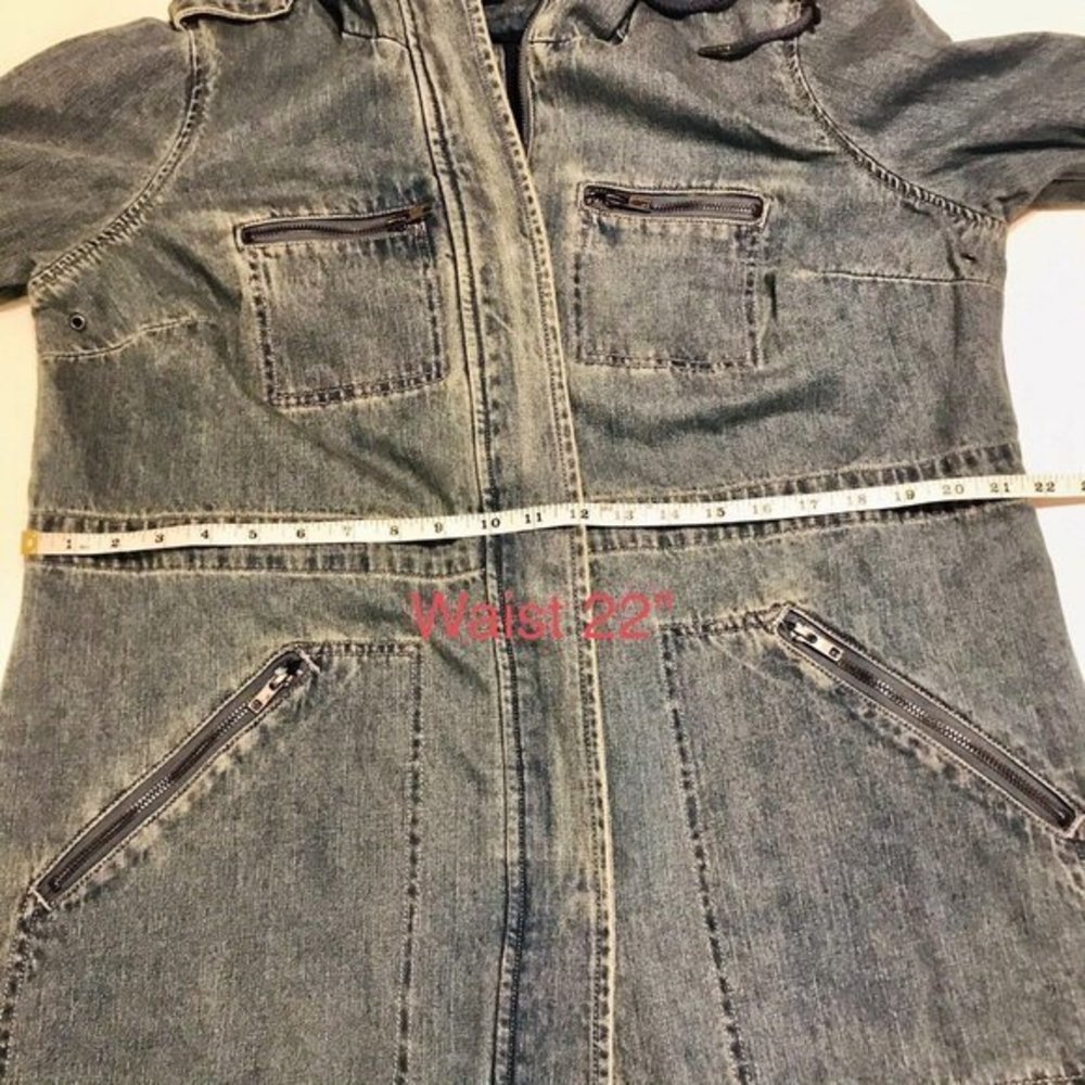 Ellos Women's Hooded‎ Anorak Denim Jacket - 12, Medium Stonewash - Picture 8 of 12